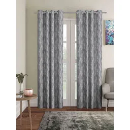 myntra elegant homes Aura Grey 2 Pieces Abstract Printed Black Out Long Door Curtain-picture-26