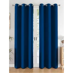 myntra elegant homes Aura Navy Blue Set of 2 Black Out Long Door Curtain-picture-14