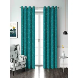 myntra elegant homes Aura Teal & Brown Set of 2 Black Out Long Door Curtain-picture-15