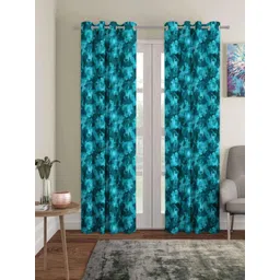 myntra elegant homes Aura Turquoise Blue 2 Pieces Floral Printed Black Out Door Curtains-picture-36