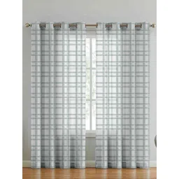 myntra elegant homes Aura White & Green 2 Pieces Geometric Printed Door Curtain-picture-25