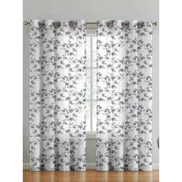 myntra elegant homes Aura White & Grey 2 Pieces Floral Printed Long Door Curtain-picture-38