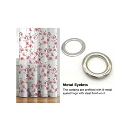 myntra elegant homes Aura White & Pink Set of 2 Floral Long Door Curtain-picture-21