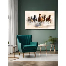 Myntra Elegant Homes Beige & Brown Horses Vastu Birds And Animals Canvas Wall Art-picture-28