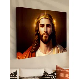 Myntra Elegant Homes Beige & Gold Toned Jesus Christ Canvas Wall Art-picture-33