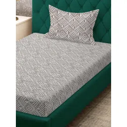 Myntra Elegant Homes Beige & Green Geometric 280 TC Single Bedsheet Set-1.52 m x 2.28 m-picture-37