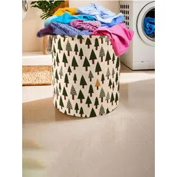 Myntra Elegant Homes Beige & Green Printed Cotton Foldable & Portable Laundry Bag-60L-picture-22