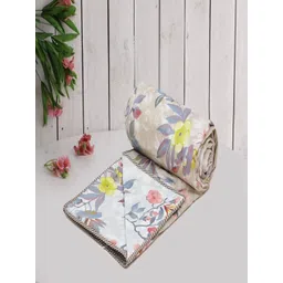 Myntra Elegant Homes Beige & Grey Floral Microfiber AC Room 150 GSM Double Bed Dohar-picture-12
