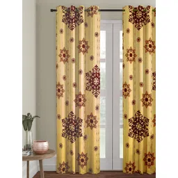 Myntra Elegant Homes Beige & Maroon Set of 2 Ethnic Motifs Room Darkening Door Curtain-image-10