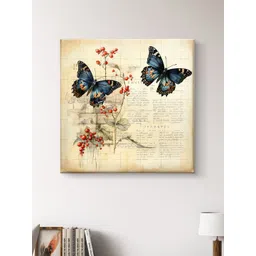 Myntra Elegant Homes Beige & Red Butterfly Canvas Birds and Animals Wall Art-picture-22