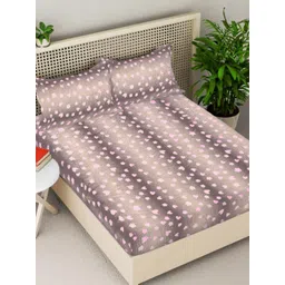 Myntra Elegant Homes Beige & White Printed 300 TC Double King Bedsheet Set 2.50 m x 2.25 m-picture-20