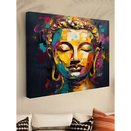 Myntra Elegant Homes Black & Blue Buddha Canvas Wall Art-picture-11