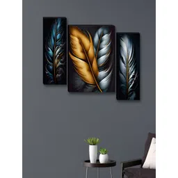 Myntra Elegant Homes Black & Gold-Toned 3 Pieces Wing Wall Art-picture-21