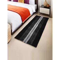Myntra Elegant Homes Black & Grey Striped Microfiber Anti-Skid Rectangular Floor Runner-picture-34