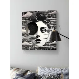 Myntra Elegant Homes Black & Off White Abstract Canvas Wall Art-picture-37