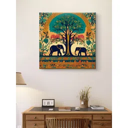 Myntra Elegant Homes Black & Orange Traditional Art Elephant Canvas Wall Art-picture-25