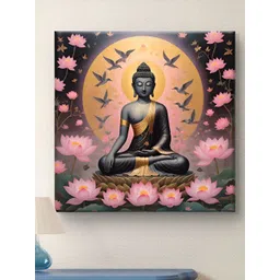 Myntra Elegant Homes Black & Pink Buddha Canvas Religious Wall Art-picture-36