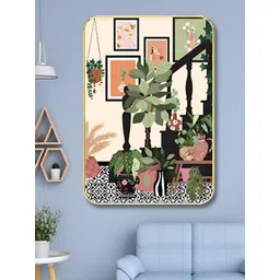 Myntra Elegant Homes Black & Pink Wood Flowers Pots Wall Art-picture-22