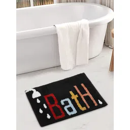 Myntra Elegant Homes Black & Red Abstract Printed 1600 GSM Bath Rugs-picture-23