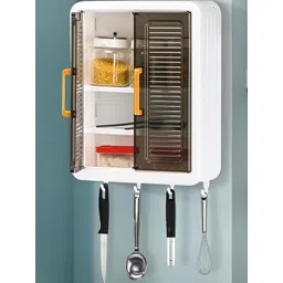 Myntra Elegant Homes Black & White Plastic Wall Mounted Storage Cabinet Organiser-image-31