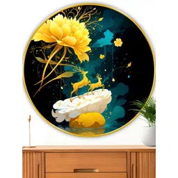 Myntra Elegant Homes Black & Yellow Floral and Botanical Canvas Wall Paintings-picture-29