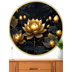 Myntra Elegant Homes Black & Yellow Floral And Botanical Wood Wall Art-picture-30