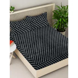 Myntra Elegant Homes Black Printed Woollen 300 TC Fitted King Bedsheet Set 2.5 x 2.2 m-picture-17