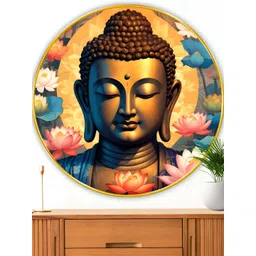 Myntra Elegant Homes Blue & Beige Buddha Religious Canvas Wall Art-picture-28