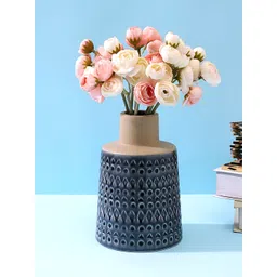 Myntra Elegant Homes Blue & Beige Geometric Designed Ceramic Vase-picture-15