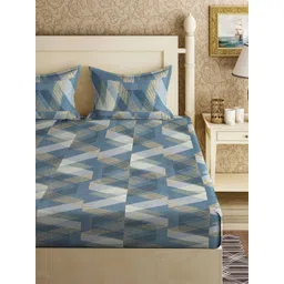 Myntra Elegant Homes Blue & Beige Printed Fitted 300 TC King Bedsheet Set-2.50 m x 2.25 m-picture-21