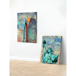 Myntra Elegant Homes Blue & Beige Set of 2 Piece Canvas Abstract Wall Paintings-picture-11