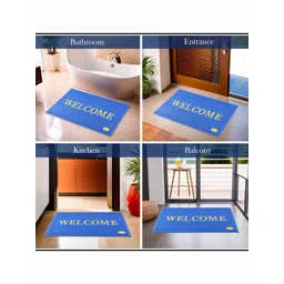Myntra Elegant Homes Blue & Beige Textured Anti-Skid Welcome Doormat image 3