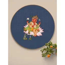 Myntra Elegant Homes Blue & Beige Wooden Lord Ganesha on Lotus Religious Wall Art-picture-33