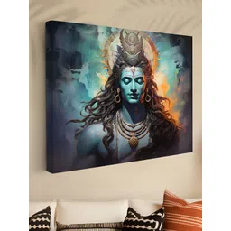 Myntra Elegant Homes Blue & Black Lord Shiva Canvas Wall Art-picture-14