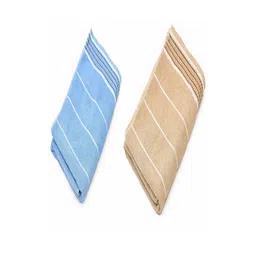 Myntra Elegant Homes Blue & Brown 2 Pieces Striped Cotton 500 GSM Towel Set-picture-41