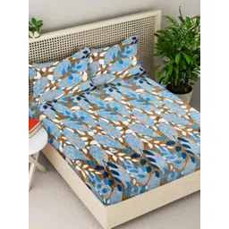 Myntra Elegant Homes Blue & Brown Printed 300 TC Double King Bedsheet Set 2.50 m x 2.25 m-picture-40