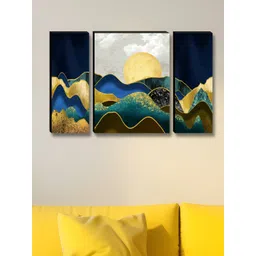 Myntra Elegant Homes Blue & Gold-Toned 3 Pieces Abstract Wall Art-picture-30