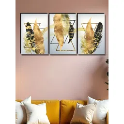 Myntra Elegant Homes Blue & Gold-Toned 3 Pieces Abstract Wall Arts-picture-34
