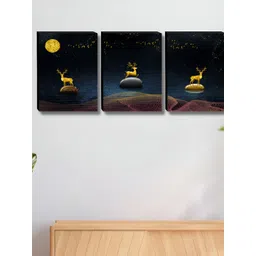 Myntra Elegant Homes Blue & Gold-Toned 3 Pieces Deer & Moon Wall Art-picture-24