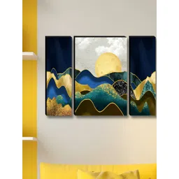 Myntra Elegant Homes Blue & Gold-Toned 3 Pieces Sunrise Wall Art-picture-31