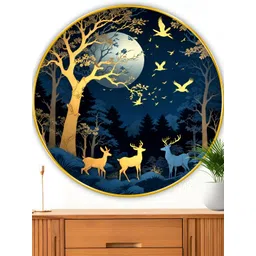 Myntra Elegant Homes Blue And Gold-Toned Printed Wood Wall Art-image-47