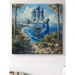 Myntra Elegant Homes Blue & Green Abstract Canvas Wall Art-picture-26