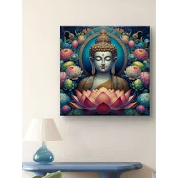Myntra Elegant Homes Blue & Green Buddha Canvas Wall Art-picture-34