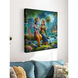 Myntra Elegant Homes Blue & Green Lord Radha Krishna Printed Canvas Wall Art-picture-29