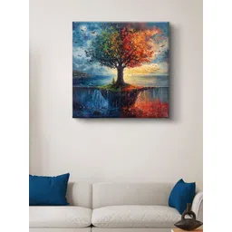 Myntra Elegant Homes Blue & Green Tree Canvas Wall Art-picture-24