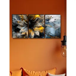 Myntra Elegant Homes Blue & Grey 3 Pieces Floral and Botanical Wall Art-image-25
