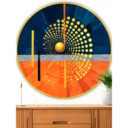 Myntra Elegant Homes Blue And Orange Abstract Printed Wood Wall Art-image-48