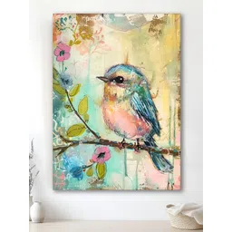 Myntra Elegant Homes Blue & Pink 1 Piece Canvas Birds and Animals Wall Paintings-image-5