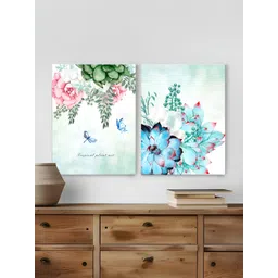 Myntra Elegant Homes Blue & Pink 2 Pieces Canvas Floral and Botanical Wall Arts-image-39