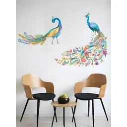 Myntra Elegant Homes Blue & Pink 2 Pieces Peacock Printed Wall Stickers-picture-27